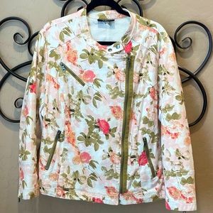 Lane Bryant Floral Zippered Front Jacket Size 24